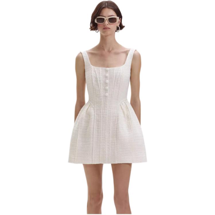 (Women) Self-Portrait  Ivory White Sleeveless U-Neck Slim Fit Mini Dress SWF352Y14900 圖 5