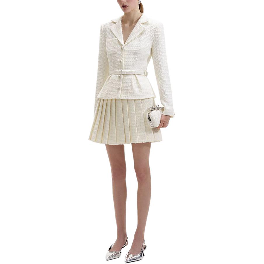 (Women) Self-Portrait  Ivory White Tweed Blazer Style Short Long Sleeve Dress SWF352Y17200 圖 3