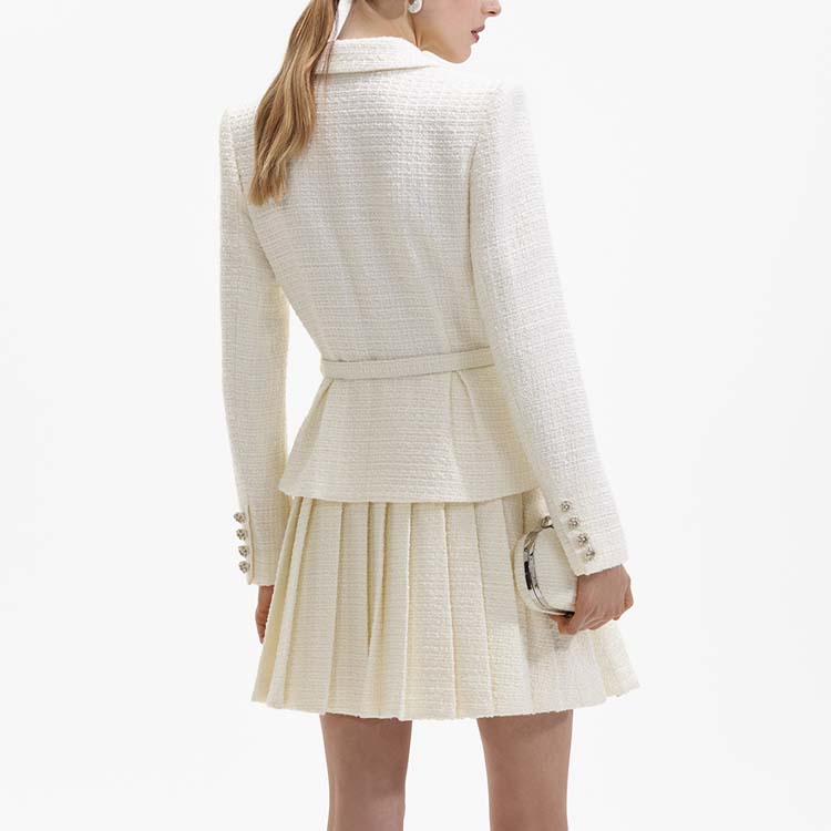 (Women) Self-Portrait  Ivory White Tweed Blazer Style Short Long Sleeve Dress SWF352Y17200 圖 4