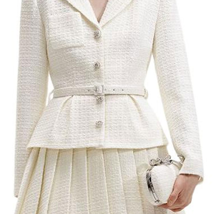 (Women) Self-Portrait  Ivory White Tweed Blazer Style Short Long Sleeve Dress SWF352Y17200 圖 6