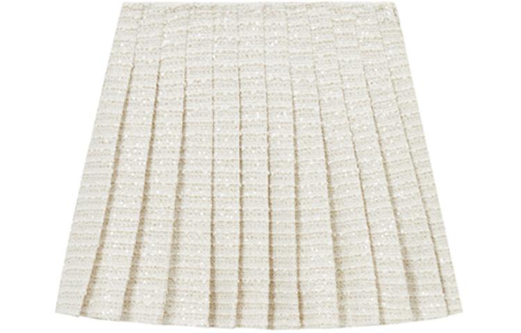 (Women) Self-Portrait  Ivory White Tweed Pleated Mini Skirt Casual Style. SWF351Q01000 圖 2