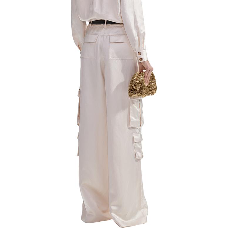 Shop (W) Self-Portrait 象牙白寬腿實用休閒長褲 SWF353K02500