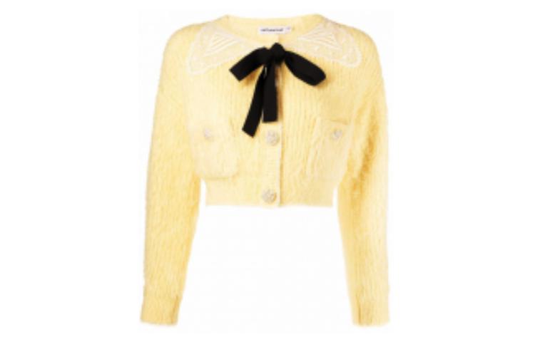 (Women) Self-Portrait  Knit Cardigan with Lace Trim Sweater PF21-090