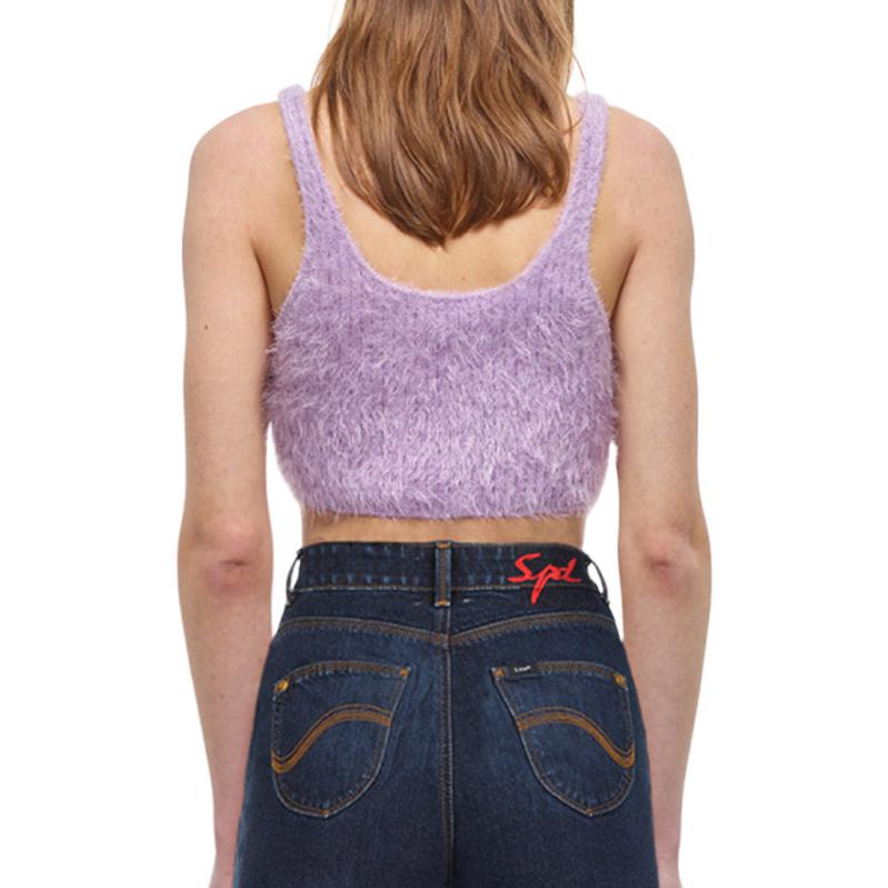 Shop (W) Self-Portrait 毛絨針織短版背心 紫色 SWF324M10500