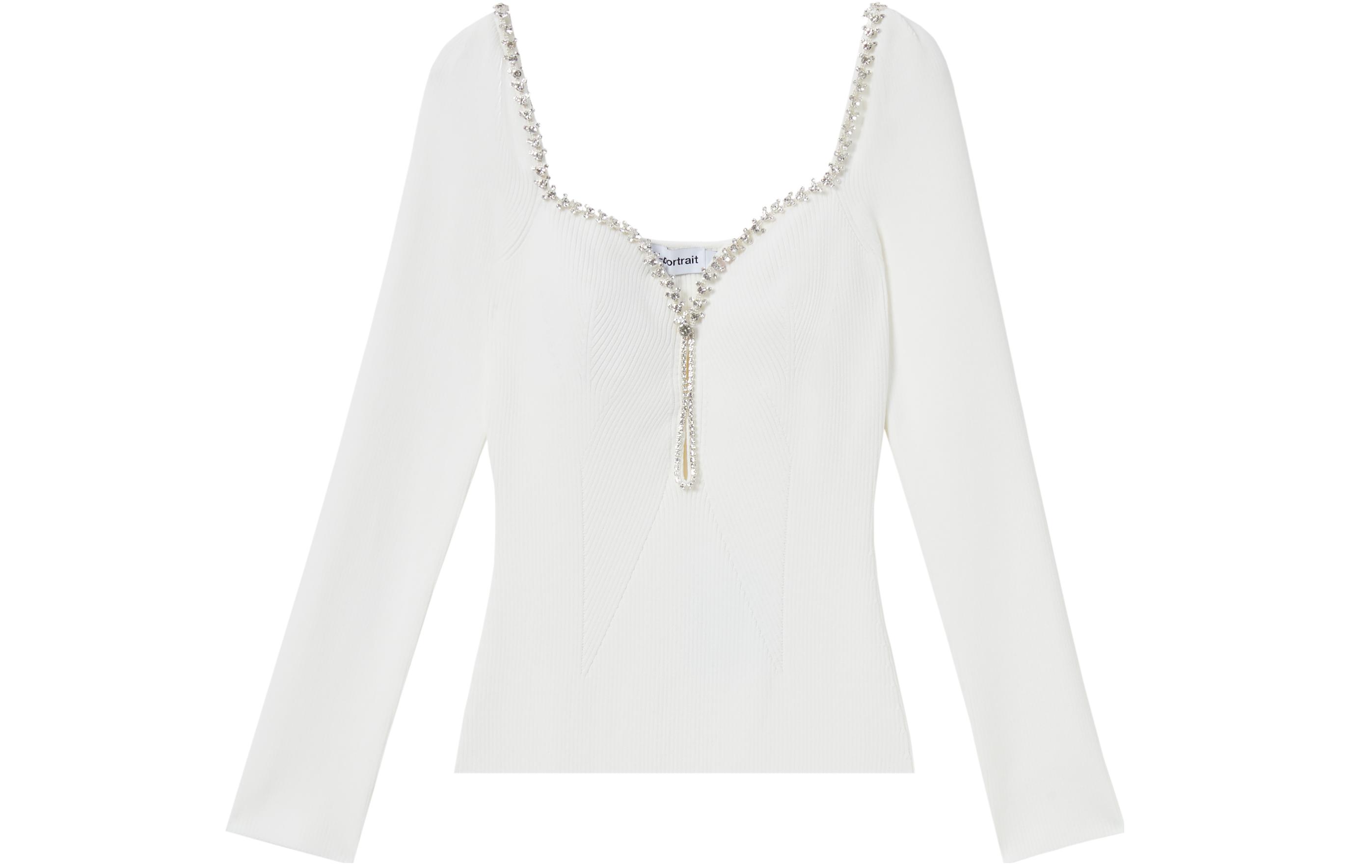 (Women) Self-Portrait  Knit Sweater with White Diamond Chain Trim SWF343M01200001