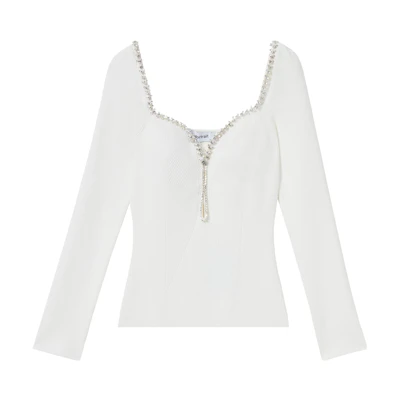 (Women) Self-Portrait Knit Sweater with White Diamond Chain Trim SWF343M01200001