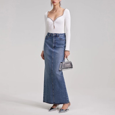 (W) Jersey Self-Portrait con Cadena de Diamantes Blancos. SWF343M01200001 Lookbook (W) Jersey Self-Portrait con Cadena de Diamantes Blancos. SWF343M01200001