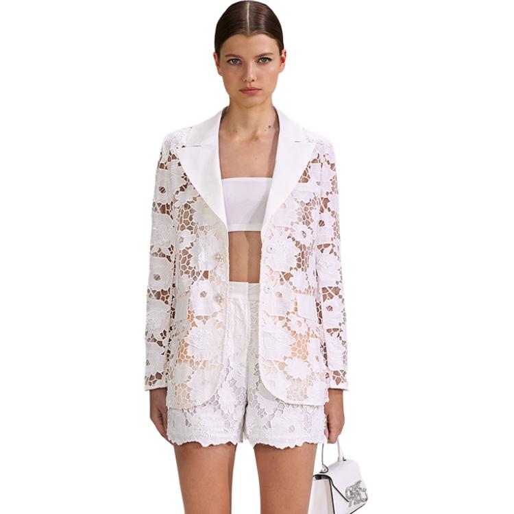 (Women) Self-Portrait  Lace Floral Cardigan Shirt - Elegant V-Neck Long Sleeve. SWF342T01400 圖 2