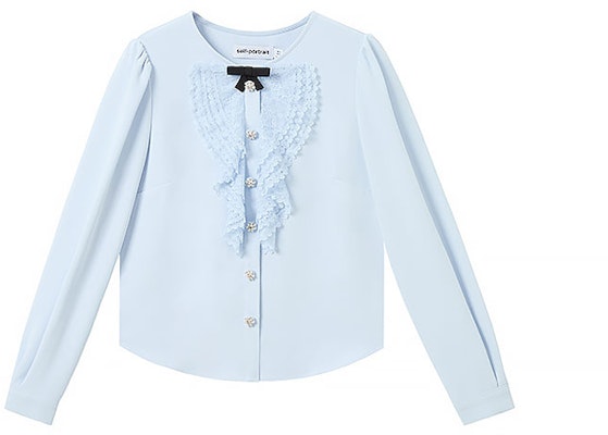 (W) Blusa de Encaje Manga Larga con Lazo Self-Portrait Azul Misty. SWF343C01700 Order (W) Blusa de Encaje Manga Larga con Lazo Self-Portrait Azul Misty. SWF343C01700