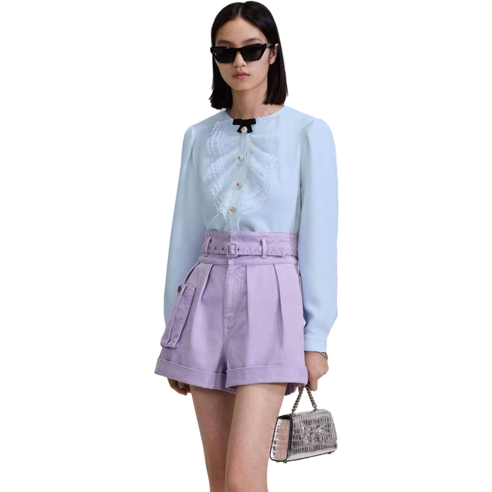 Purchase (W) Blusa de Encaje Manga Larga con Lazo Self-Portrait Azul Misty. SWF343C01700