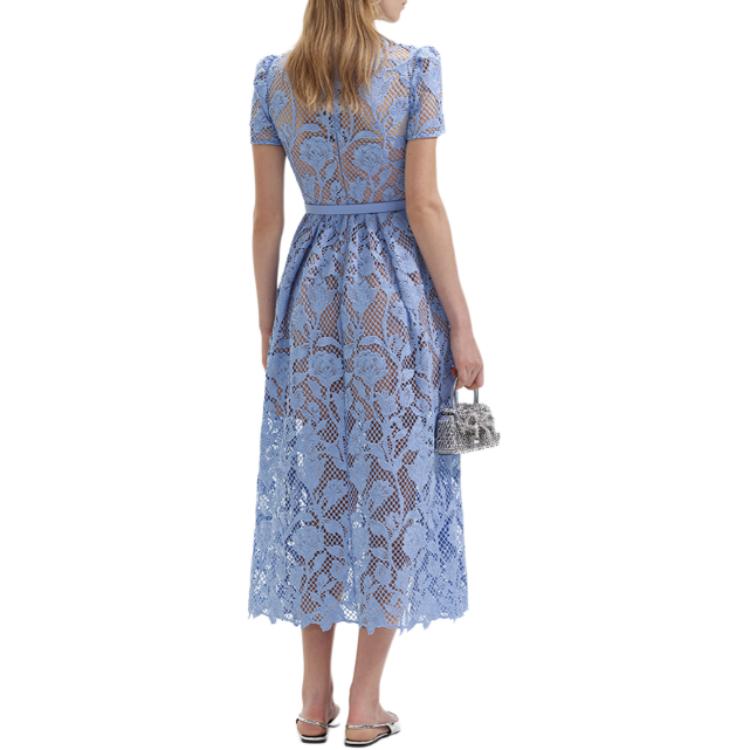 (Women) Self-Portrait  Lace Midi Dress Short Sleeve in Misty Blue. SWF352Y12600 圖 4