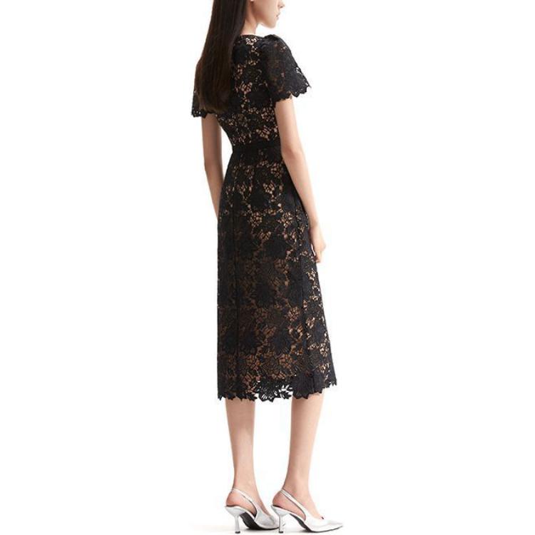 (Women) Self-Portrait  Lace Midi Dress with Collar in Classic Black SWF351Y02700 圖 4