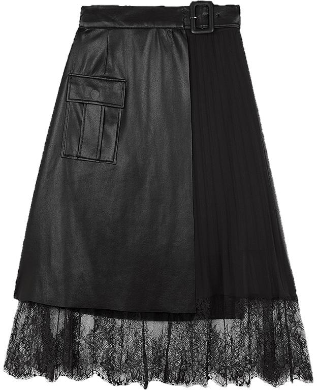 women-self-portrait-lace-pocket-high-waist-a-line-leather-skirt-classic-black-swf-321-q07300