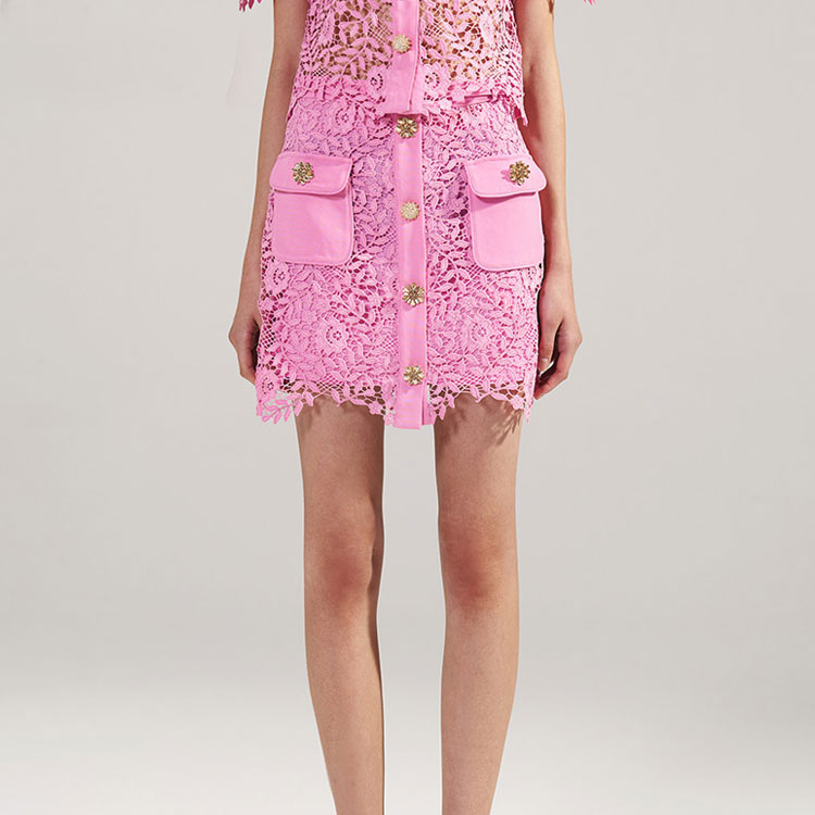 Lookbook (W) Self-Portrait 蕾絲口袋高腰休閒直筒迷你裙 SWF342Q02300