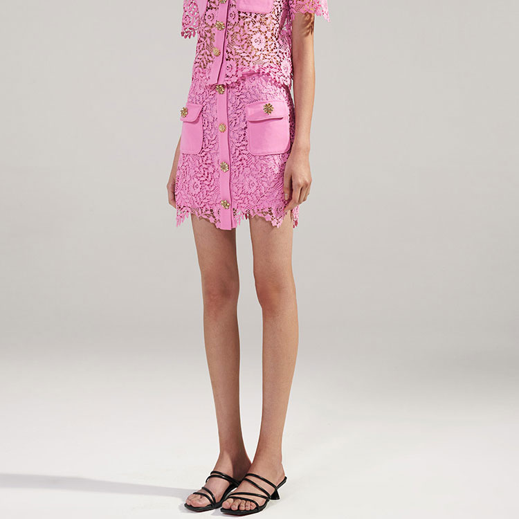 Purchase (W) Self-Portrait 蕾絲口袋高腰休閒直筒迷你裙 SWF342Q02300