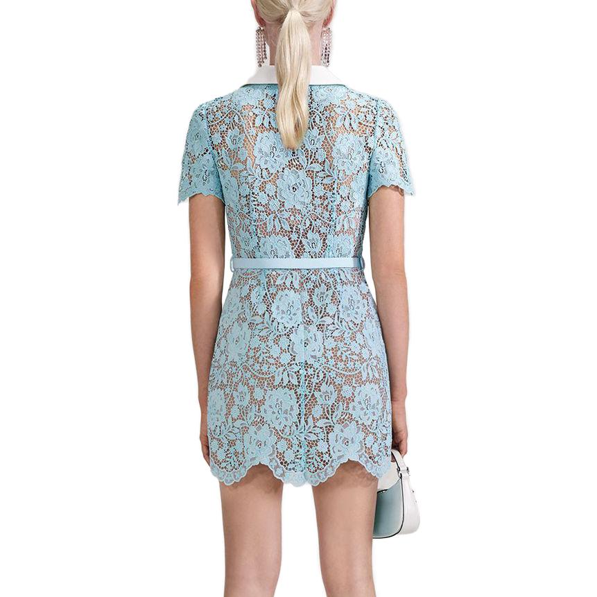 Shop (W) Self-Portrait 蕾丝翻领修身派对连衣裙 - 雾霾蓝 SWF343Y08700