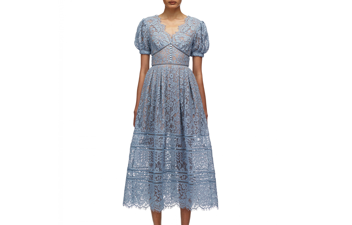 (Women) Self-Portrait  Lace Puff Sleeve Mini Dress in Light Blue. SWF321Y00500531 圖 2