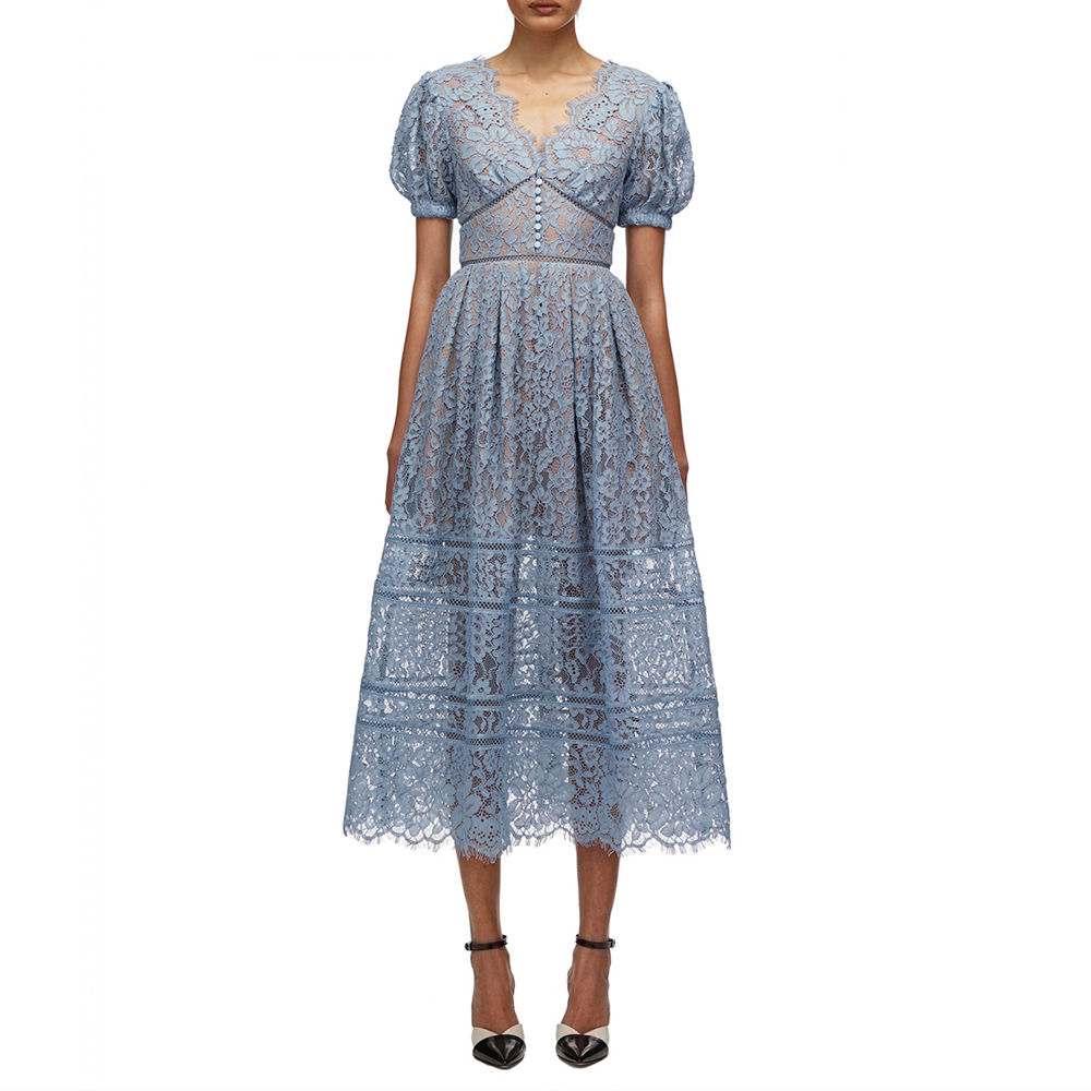 (Women) Self-Portrait  Lace Puff Sleeve Mini Dress in Light Blue. SWF321Y00500531 圖 4