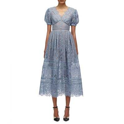 (Women) Self-Portrait Lace Puff Sleeve Mini Dress in Light Blue. SWF321Y00500531 Shop (Women) Self-Portrait Lace Puff Sleeve Mini Dress in Light Blue. SWF321Y00500531
