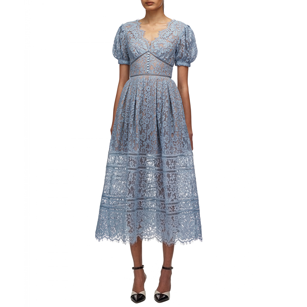 (Women) Self-Portrait  Lace Puff Sleeve Mini Dress in Light Blue. SWF321Y00500531 圖 5