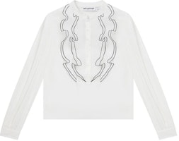 (Women) Self-Portrait Lace Ruffle Long Sleeve Shirt in Ivory White SWF352C02500 (Women) Self-Portrait Lace Ruffle Long Sleeve Shirt in Ivory White SWF352C02500