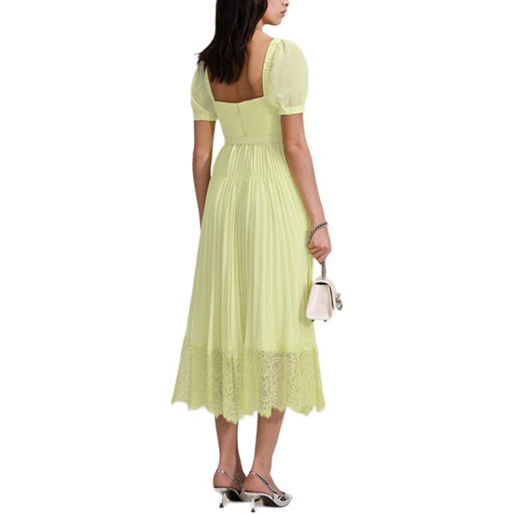 (Women) Self-Portrait  Lace Short Sleeve Dress Primrose Yellow Elegant Design SWF343Y01500 圖 4