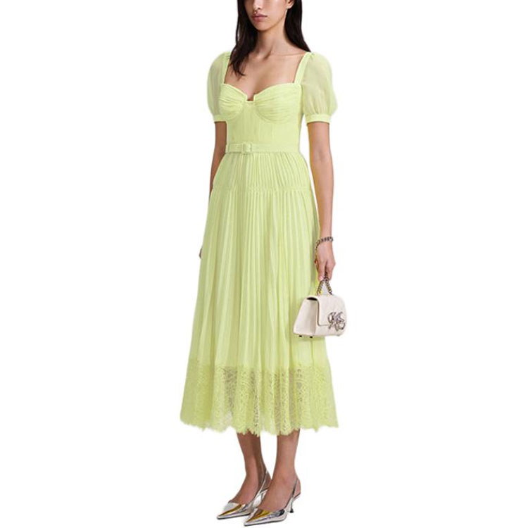 (Women) Self-Portrait  Lace Short Sleeve Dress Primrose Yellow Elegant Design SWF343Y01500 圖 5