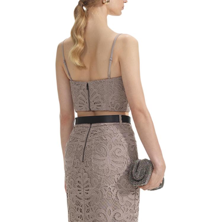 Purchase (W) Self-Portrait 深灰棕蕾絲修身吊帶背心 SWF353B00100