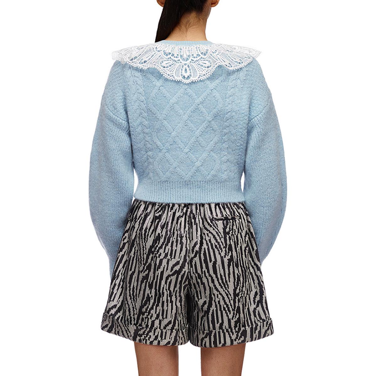 Shop (W) Self-Portrait 蕾絲甜美針織毛衣 藍霧圓領. SWF325M00200