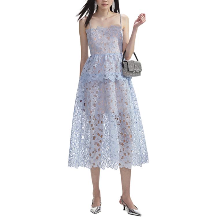 (Women) Self-Portrait  Lace Tiered Cami Dress in Misty Blue SWF353Y01900