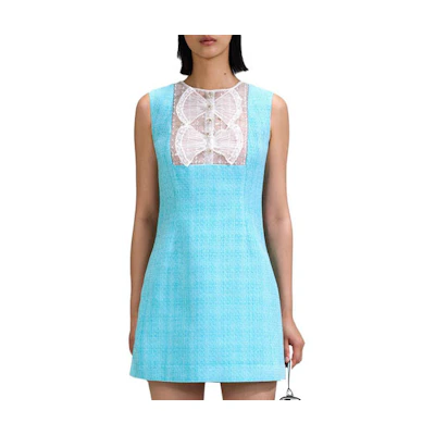 (Women) Self-Portrait Lace Tweed Sleeveless Elegant Party Princess Dress SWF342Y15800