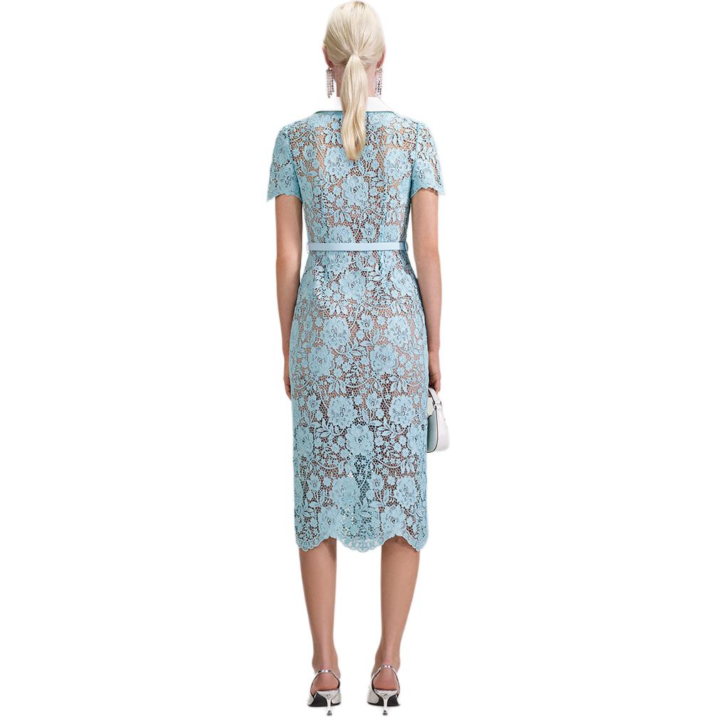 (Women) Self-Portrait  Lace V-Neck Elegant Party Dress with Short Sleeves SWF343Y03900 圖 3