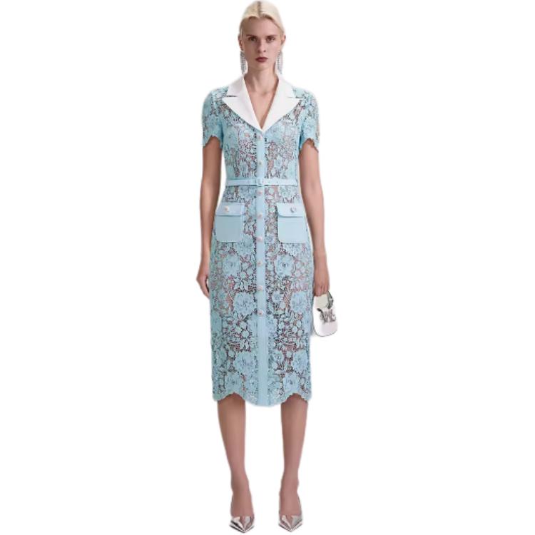 (Women) Self-Portrait  Lace V-Neck Elegant Party Dress with Short Sleeves SWF343Y03900 圖 4