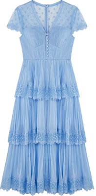 (W) Self-Portrait 叠层蕾丝V领短袖连衣裙 浅蓝色 SWF342Y13700 Buy (W) Self-Portrait 叠层蕾丝V领短袖连衣裙 浅蓝色 SWF342Y13700