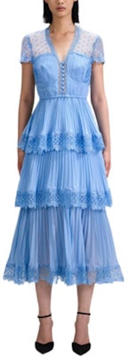 (W) Self-Portrait 叠层蕾丝V领短袖连衣裙 浅蓝色 SWF342Y13700 Lookbook (W) Self-Portrait 叠层蕾丝V领短袖连衣裙 浅蓝色 SWF342Y13700