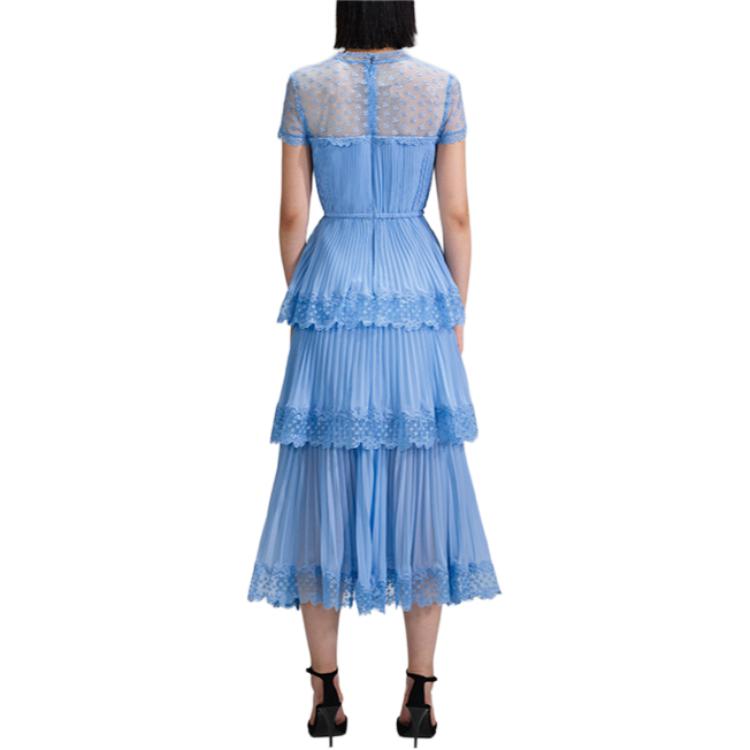 Shop (W) Self-Portrait 叠层蕾丝V领短袖连衣裙 浅蓝色 SWF342Y13700