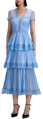 (W) Self-Portrait 叠层蕾丝V领短袖连衣裙 浅蓝色 SWF342Y13700 Purchase (W) Self-Portrait 叠层蕾丝V领短袖连衣裙 浅蓝色 SWF342Y13700