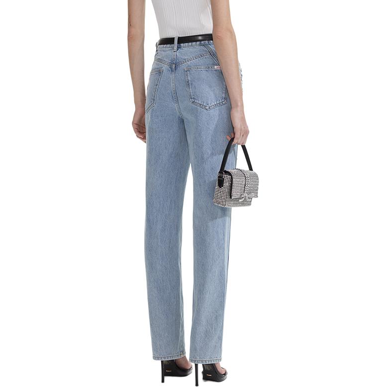 Shop (W) Self-Portrait 淺牛仔藍直筒牛仔褲，鑽石裝飾設計。 SWF353K01200