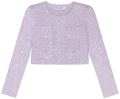 (Women) Self-Portrait Lilac Pearl-Trim Cropped Long Sleeve Knit Top. SWF343M00300 (Women) Self-Portrait Lilac Pearl-Trim Cropped Long Sleeve Knit Top. SWF343M00300