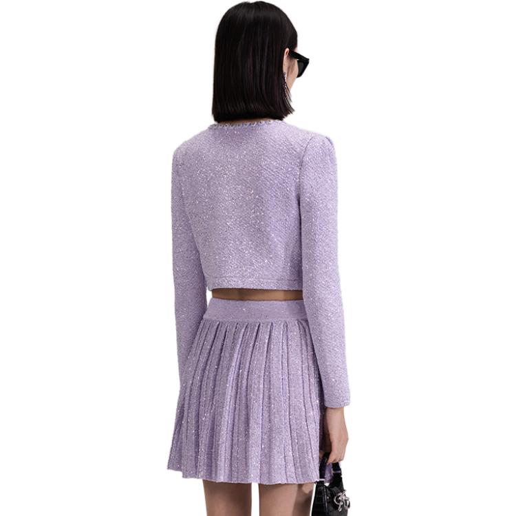 Shop (W) Self-Portrait 紫丁香珍珠裝飾長袖短版針織上衣 SWF343M00300