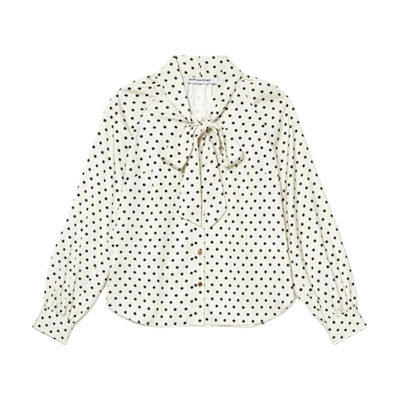 (Women) Self-Portrait Long Sleeve Polka Dot Shirt White SWF354C01700