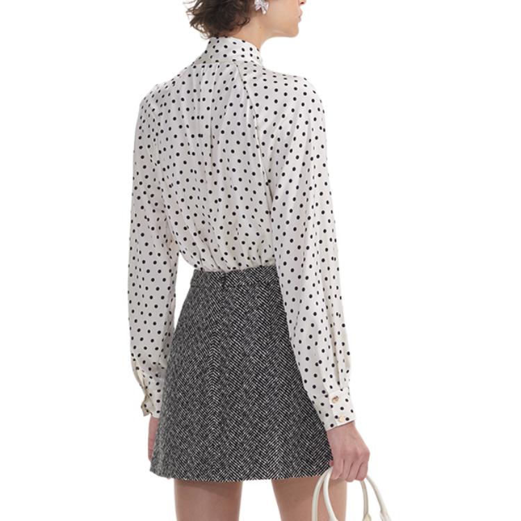 Shop (W) 셀프 포트레이트 롱슬리브 폴카 도트 셔츠 화이트 SWF354C01700