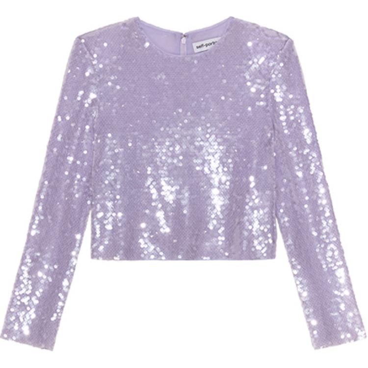(Women) Self-Portrait  Long Sleeve Pullover T-Shirt Lilac Purple. SWF343C01800