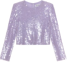 (Women) Self-Portrait Long Sleeve Pullover T-Shirt Lilac Purple. SWF343C01800 (Women) Self-Portrait Long Sleeve Pullover T-Shirt Lilac Purple. SWF343C01800