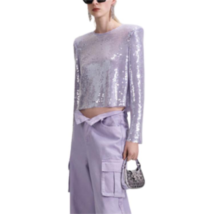 Shop (W) Self-Portrait Baju T Lengan Panjang Ungu Lilac. SWF343C01800