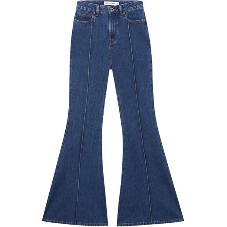 (Women) Self-Portrait  Mid-Rise Flared Jeans Denim Blue. SWF353K01800