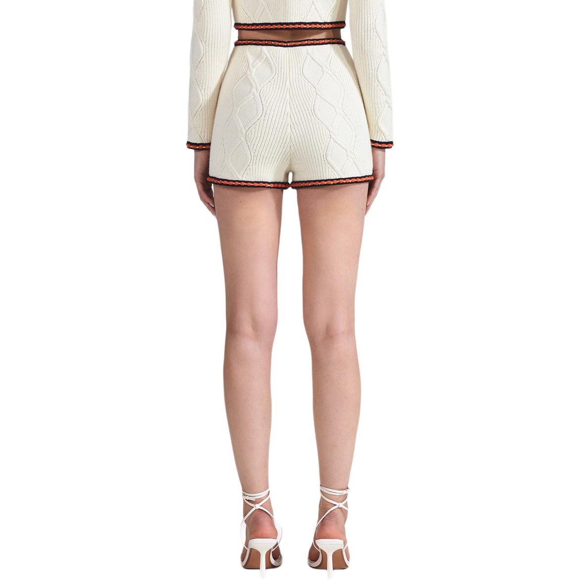 Shop (W) Self-Portrait Shorts Rectos Tiro Medio Blanco Marfil SWF342M06900