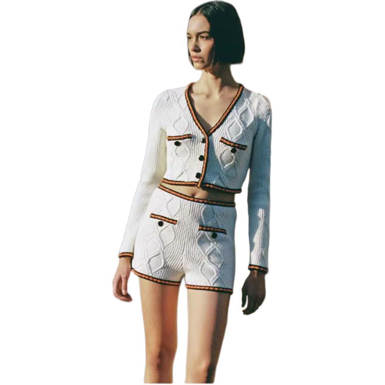 Purchase (W) Self-Portrait Shorts Rectos Tiro Medio Blanco Marfil SWF342M06900