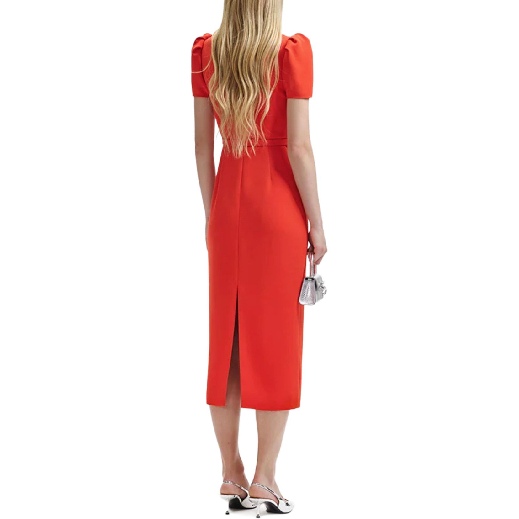 (Women) Self-Portrait  Mid-Waist Short Sleeve Dress Bright Orange. SWF344Y22500 圖 4