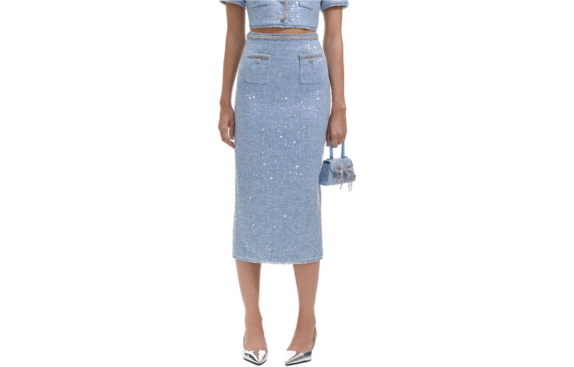 (Women) Self-Portrait  Midi Casual Dress Slim Fit in Misty Blue. SWF351Q01100 圖 2